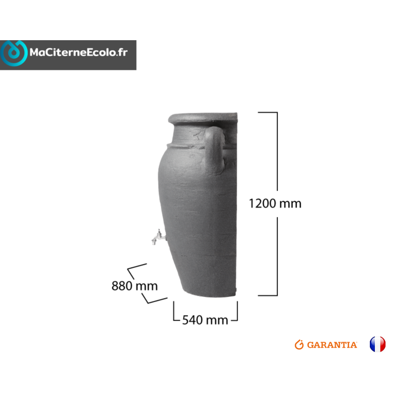 Collettore d'acqua a parete Antik, grigio granito