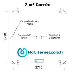 Plan citerne souple format carrée 7000 litres Maciterneecolo pour le stockage et la récupération des eaux de pluies