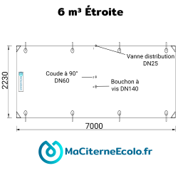 Schéma réservoir souple 6000 litres  6 m³ Étroite pour la récupération des eaux de pluies