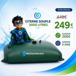Citerne souple 3000 litres pour la récupération et le stockage des eaux de pluies